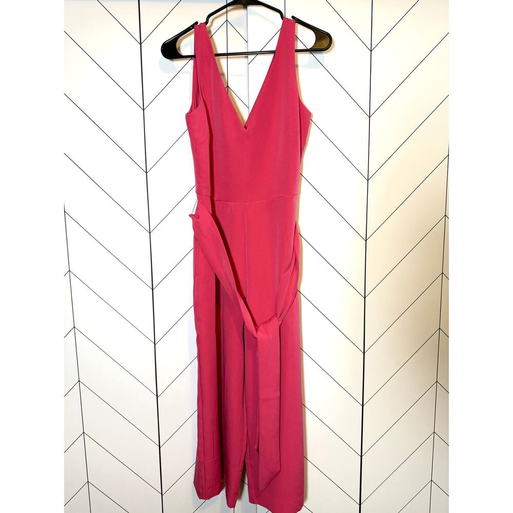 Sam Edelman Pink Crop Jumpsuit Sleeveless V-neck Belt Pockets Women’s 8